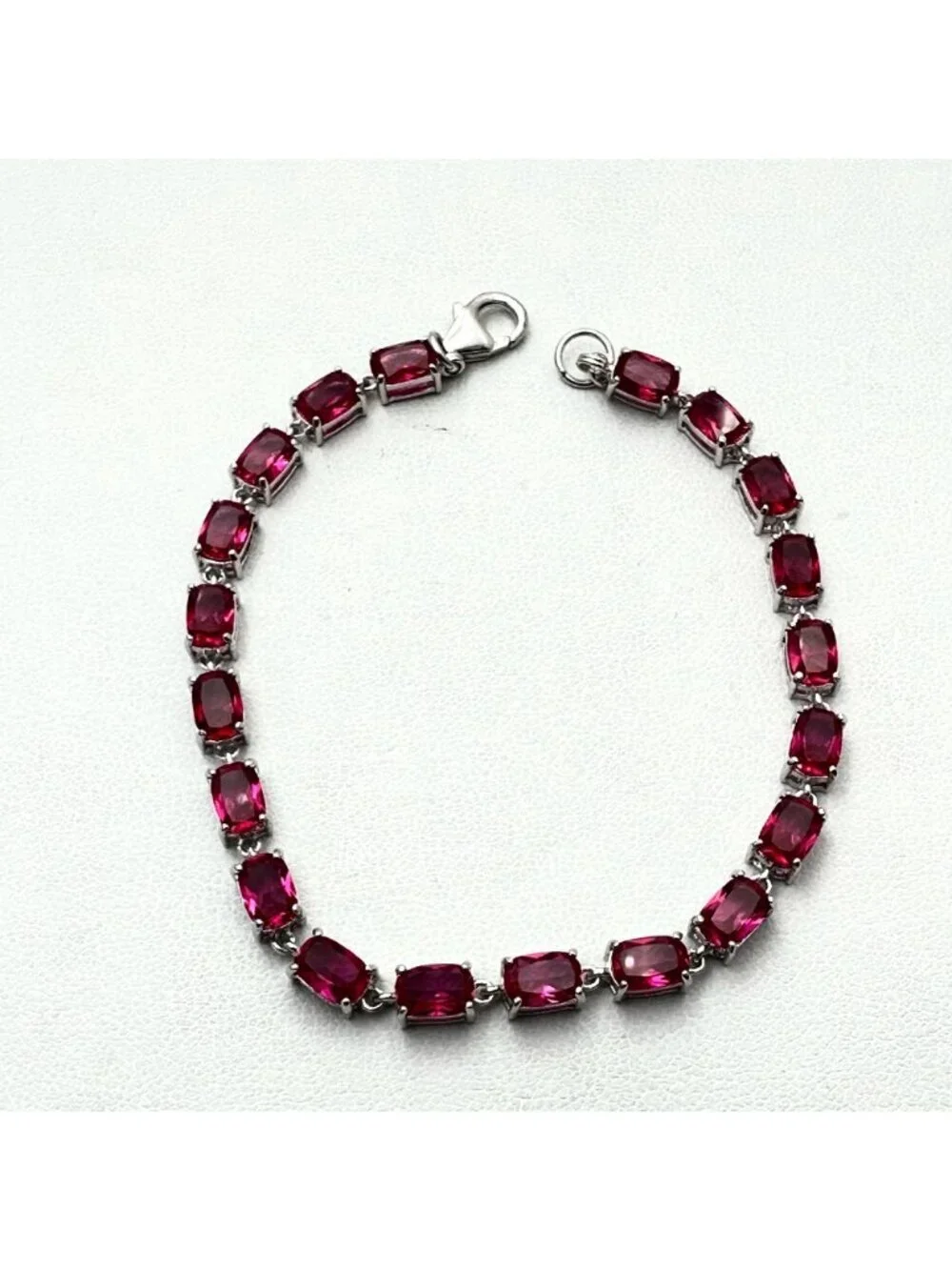 JTV Pink Sapphire Sterling Silver Tennis Bracelet 7 Inch New
